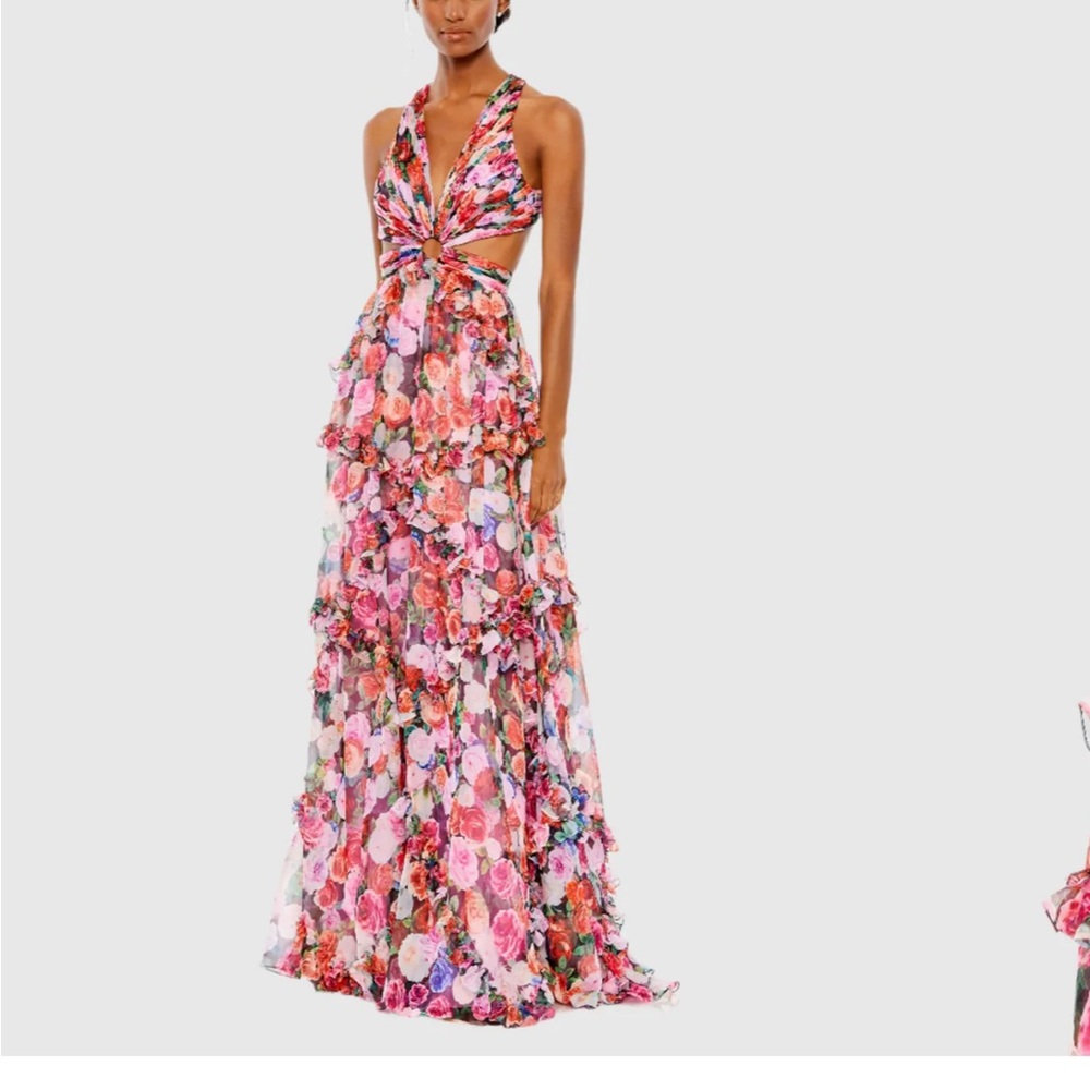 Mac Duggal Multicolor Floral Maxi Dress
